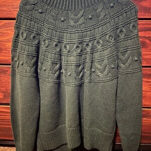 Banana Republic Couronne Cable Knit Sweater in Galactic Green